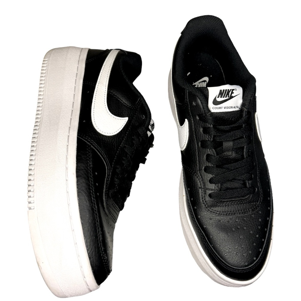 Nike Court Vision Alta Leather Black and White platform Sneakers womens shoes 11